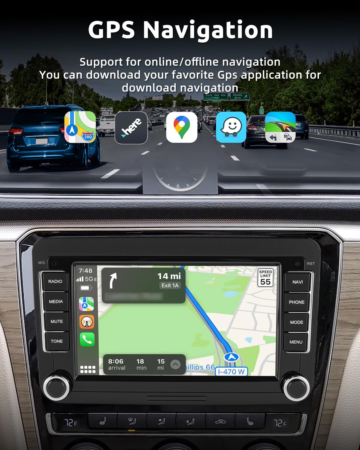 ESSGOO Android15 4+64G Wireless CarPlay Androidd Auto Autoradio Für VW Golf MK5 MK6 Polo Caddy Passat Seat RCD330,2 Din Bluetooth Radio mit 7 Zoll Touchscreen FM RDS GPS WiFi Navi