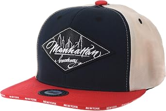 WITHMOONS Snapback Hat Diamond Faux Leather Manhattan Patch Flat Brim Cotton Baseball Cap TR2934