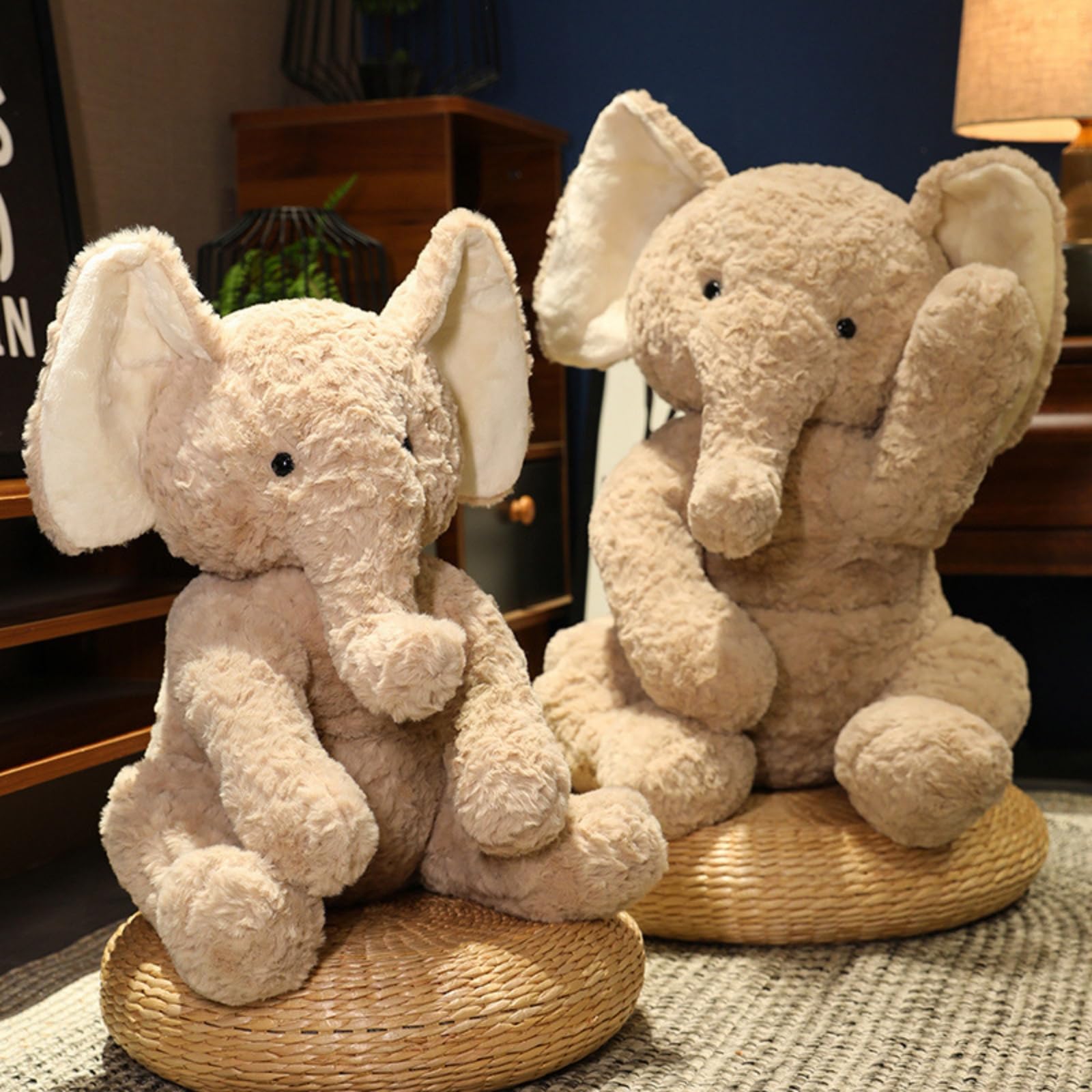 Elefant Kuscheltier, Superweicher Kuscheliger Elefant Plüschtier 35/55cm, Realistisch Gestaltetes Plüschtier, Niedliches Stofftier Elefantenpuppe, für Jungen Mädchen & Kleinkinder (55 cm)