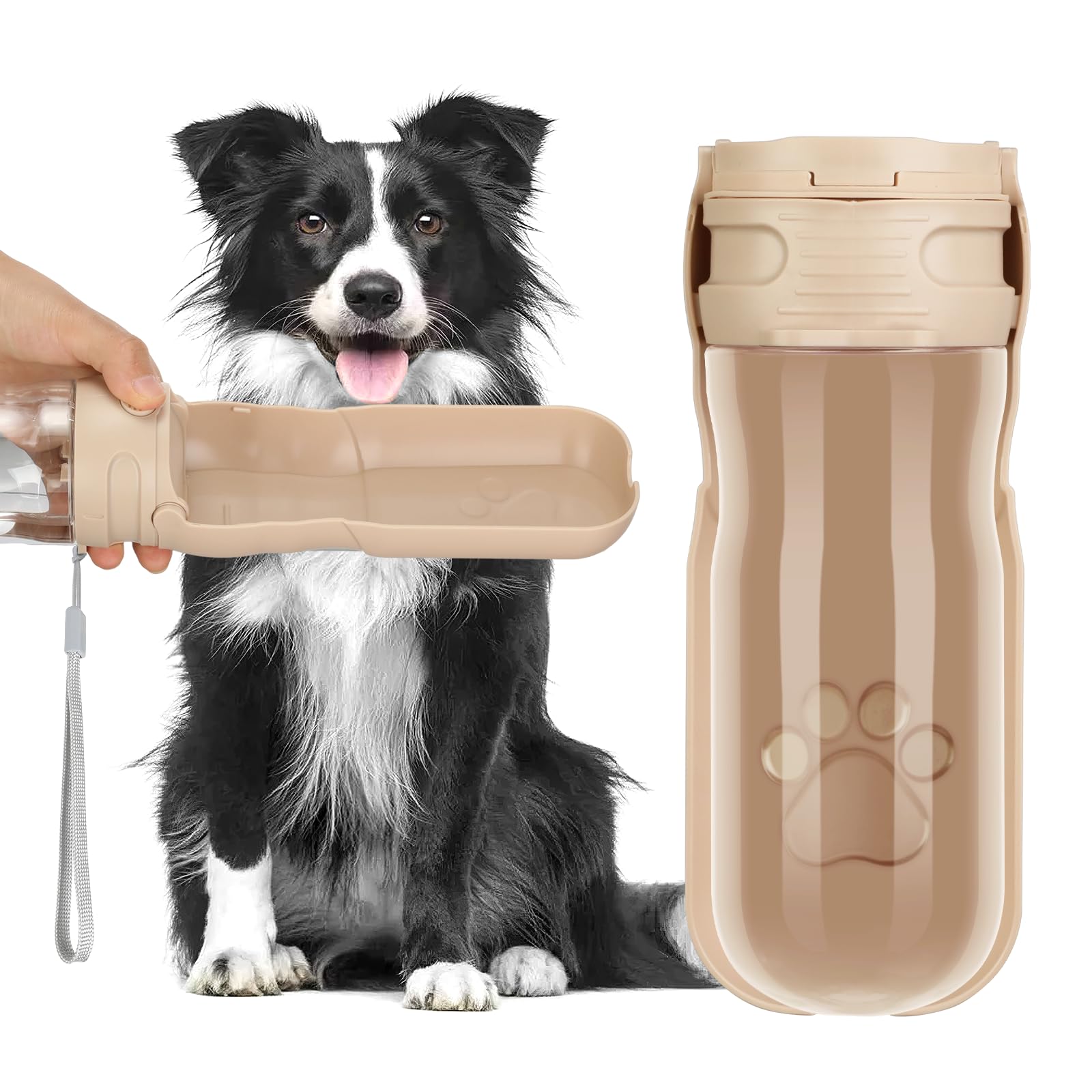 AiQInu 520ML Botella Agua Perro, 180° Plegable Bebedero Perro Portatil, Antigoteo Mascota Botella Perro Pet Water Bottle para Excursiones Viajes