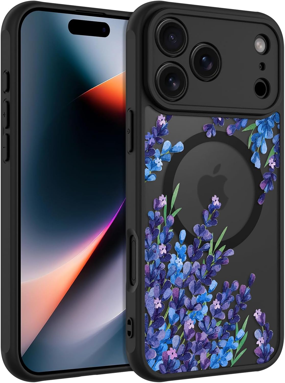 OOK Case for iPhone 17 Pro 6.3 Inch (Compatible with MagSafe) Purple Floral Flowers Lavender Design Translucent Phone Cover Soft TPU + Hard PC Anti-Scratch Shockproof Magnetic Cute Case for Women - Image 7