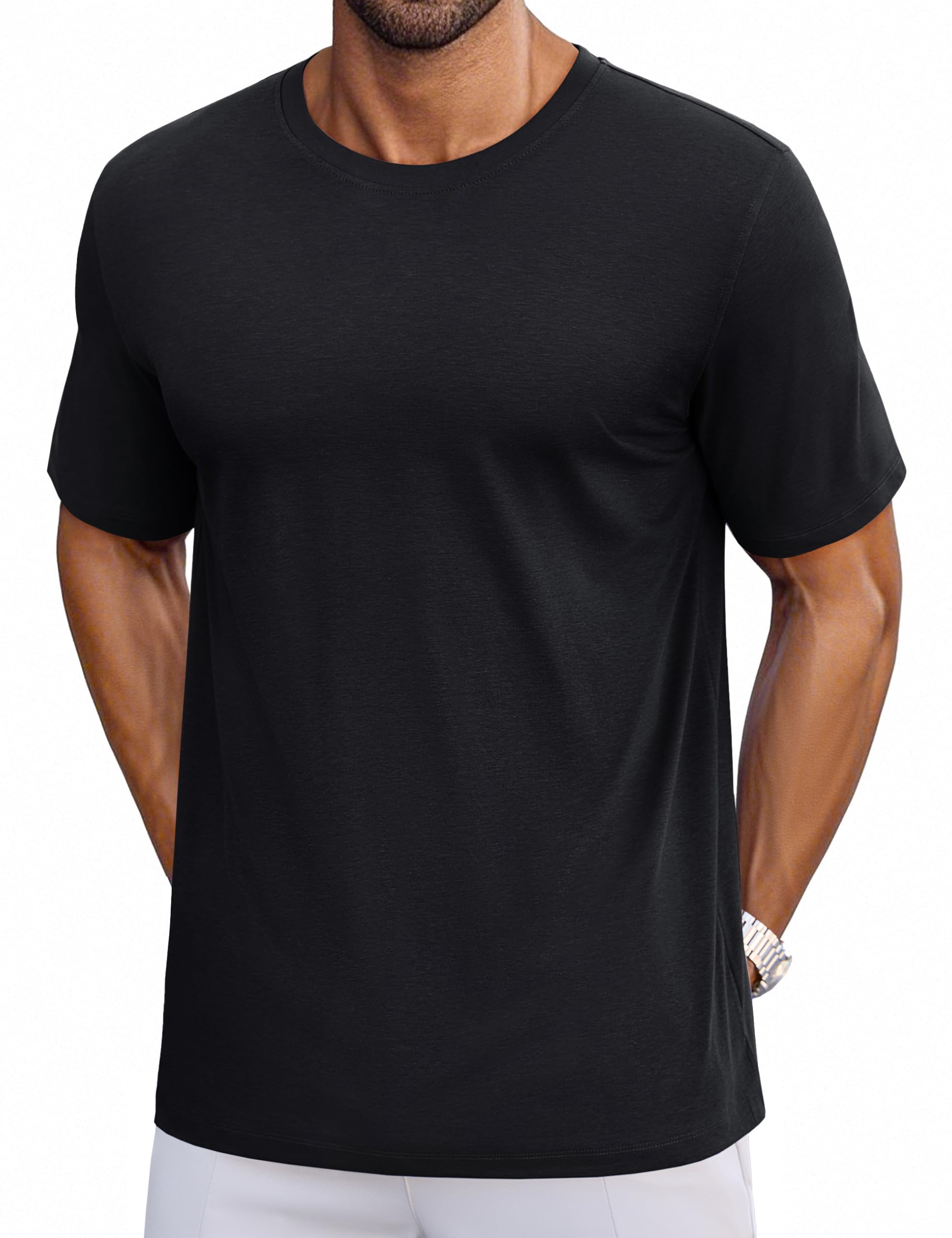 Cotrasen Mens T-Shirts Short Sleeve Cotton UPF 50+ Lightweight Moisture Wicking Cooling Casual Crew Neck Basic Tee Shirts