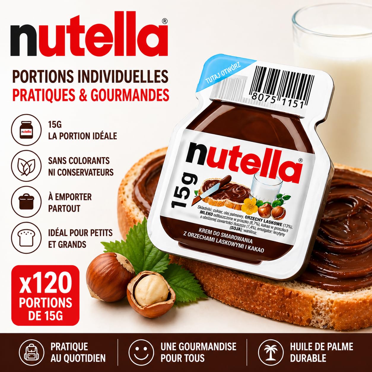 Nutella Nutella 15 gr kartontray nutella 120 pcs