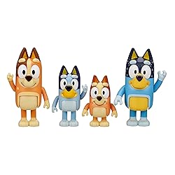 Bluey Family Figure Pack of 4, Robust Poseable Character Toys with Bingo, Chilli, and Bandit Figures, Toddler-Sized Animal Figurines for Kids Ages 3+