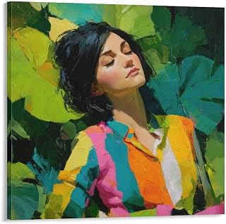 Canvas Wall Art for Living Room, Colorful Repose Modern Framed Painting, Textured Minimalist Artwork for Bedroom Office Dining Room, Home Wall Decor
