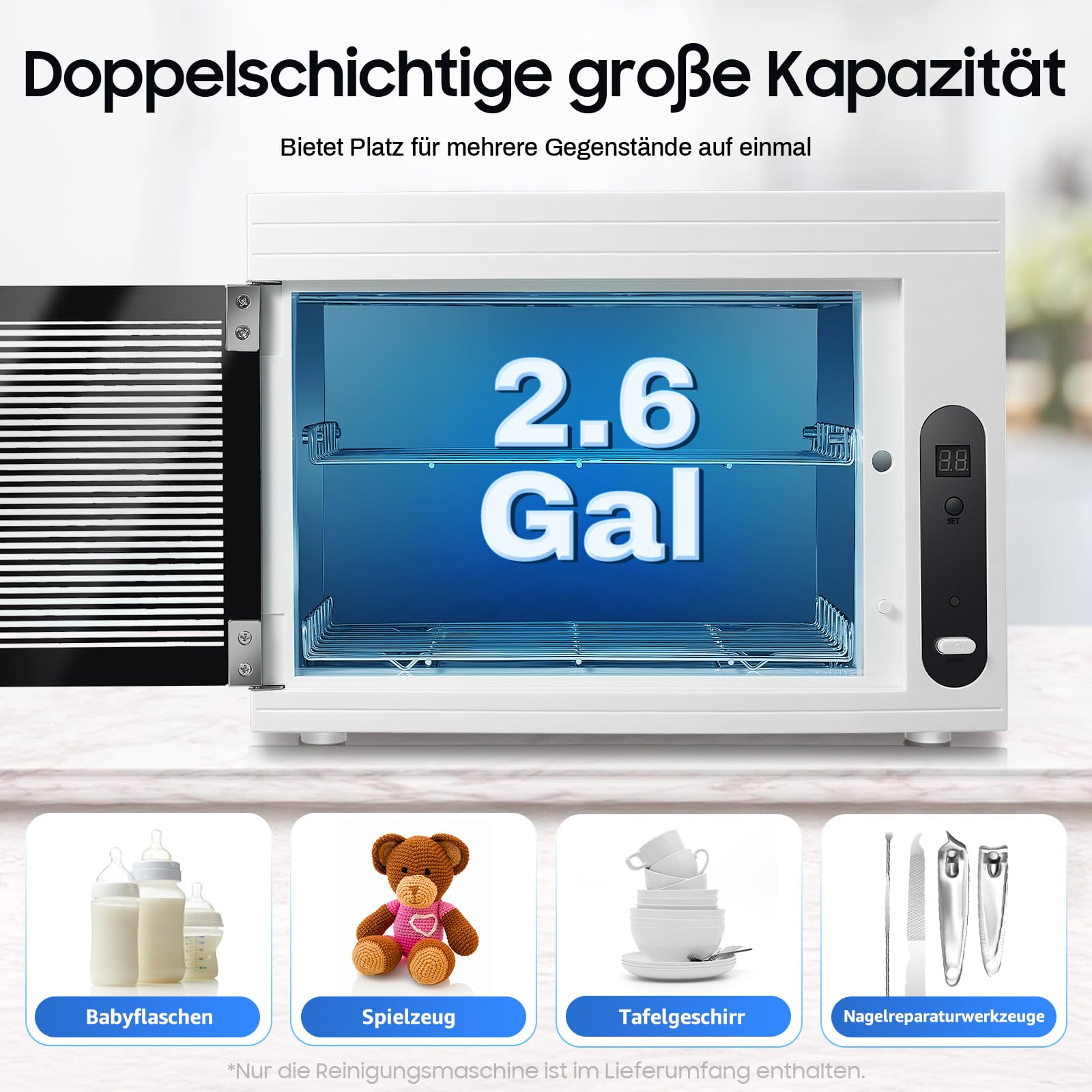 Armadio disinfettante professionale con ozono UV – Sterilizzatore 3 in 1 con display LCD e 3 funzioni timer – Per telefoni cellulari, maschere, gioielli uccidere germi grazie ai LED UV e all'ozon ad