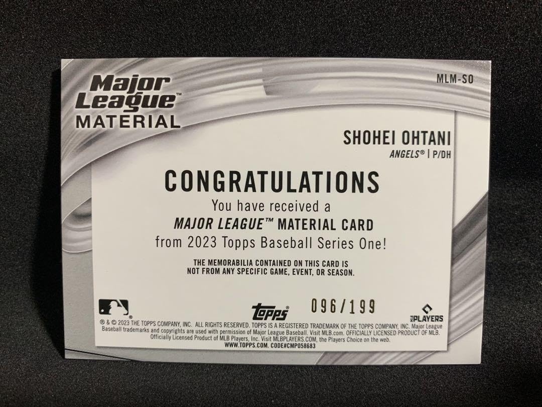 Amazon.co.jp: 大谷翔平 topps 2023 パッチジャージカード MLM-SO 199 