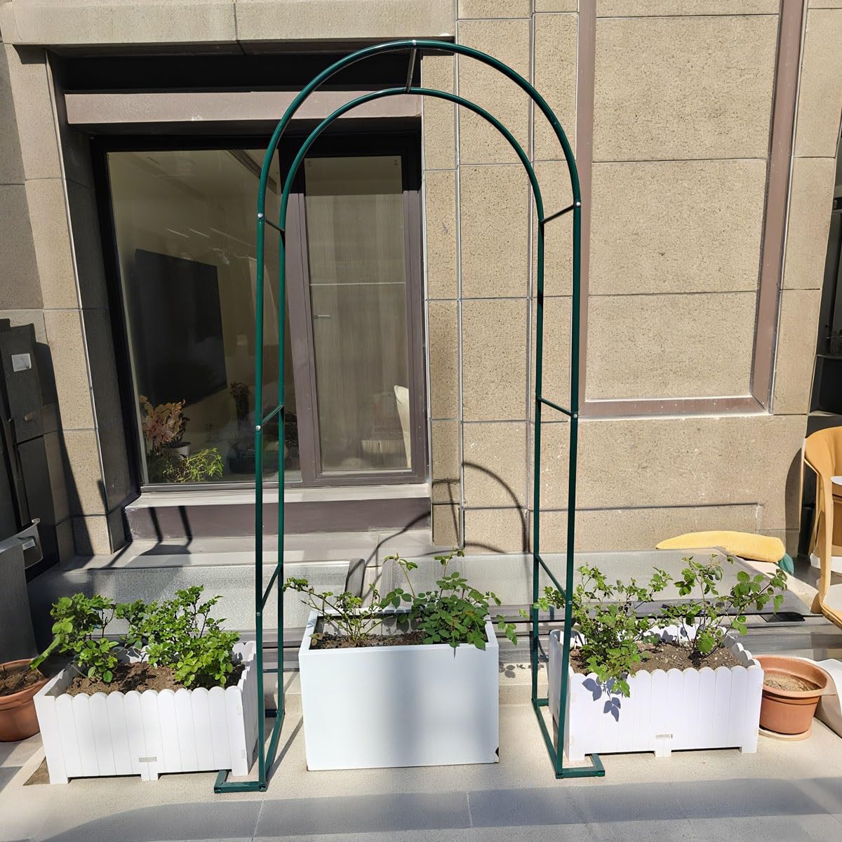 Arco Per Rose In Metallo Con Basi, 140 200 240 300 cm larghezza Traliccio Pergolato Da Giardino Per Piante Rampicanti, Supporto Sostegno Archetto Per Matrimonio, Decorazione Eventi(Verde,300x220 cm (L