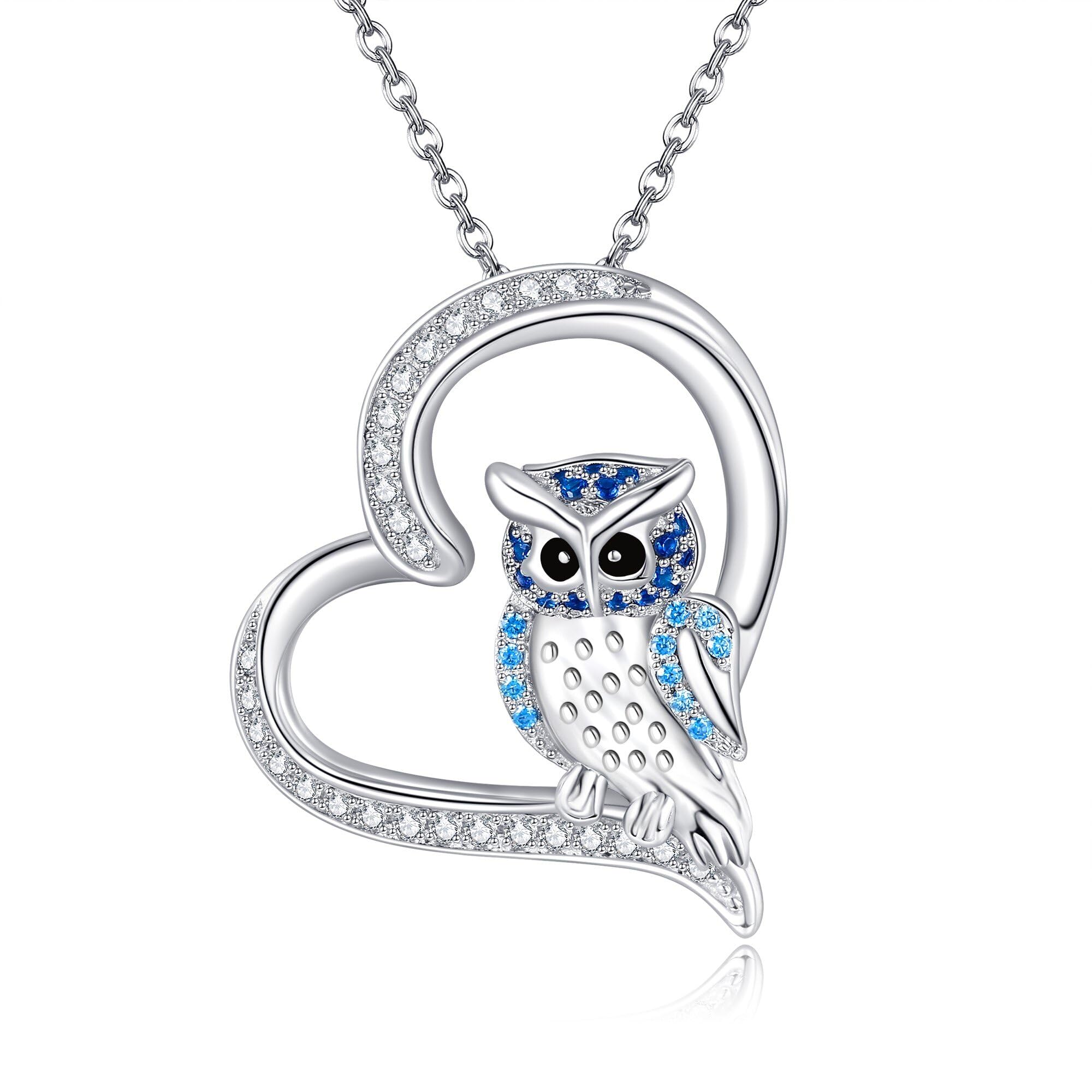 JERWLI Tier Halskette 925 Sterlingsilber niedliches Meerschweinchen/Eichhörnchen/Frosch/Pferd/Pinguin Herzanhänger Halskette Schmuck Geschenk für Frauen