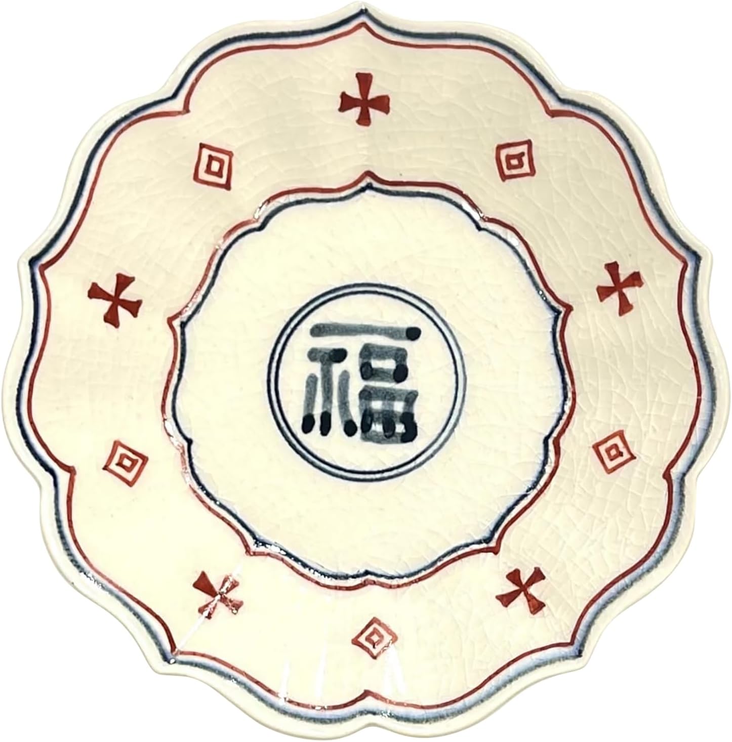 24to3 Dish Serving Plate, Hand-painted Fuku Letter 5 Inch Bellflower Plate, Approx. 6.3 inches (16 cm)