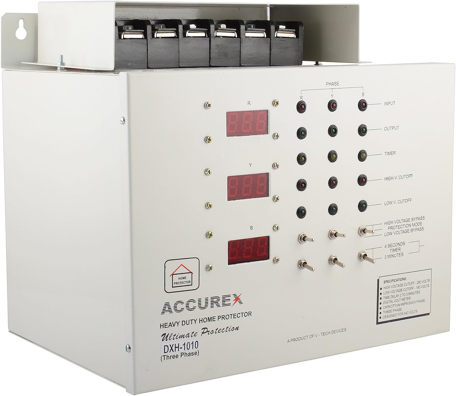 Accurex DXH-1010 Three Phase Home Voltage Protector (Grey)