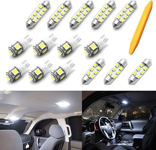 Xotic Tech - Guantera LED ultra brillante para puerta de cortesía, espejo de tocador, mapa, luces de cúpula, paquete de lámparas + herramienta de