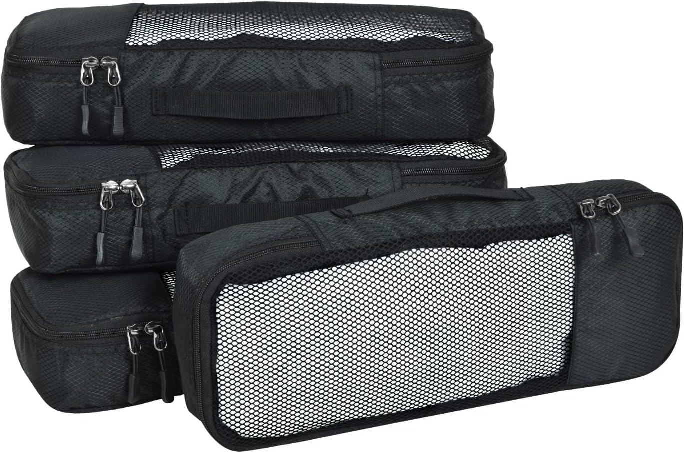 FATMUGFATMUG Packing Cubes/Travel Pouch/Bagpack Suitcase Organiser/Set of 4 - Slim Size, Black, Slim, Travel Accessories