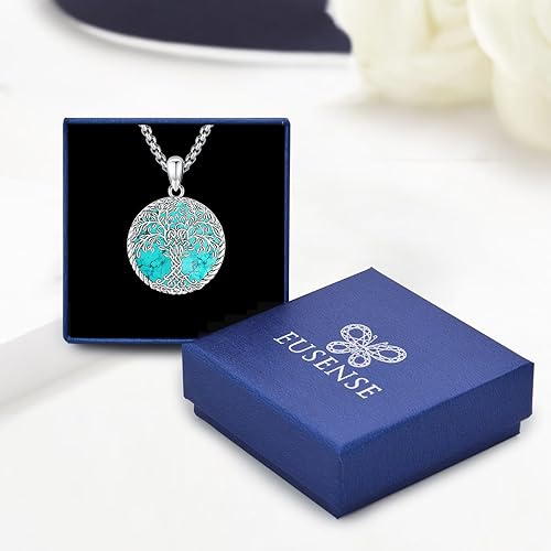 Miniatura 5 de Eusense Joyas de turquesa para mujer, collar de piedra lunar, collar de turquesa, plata de ley 925, joyería occidental para mujer, pulseras de