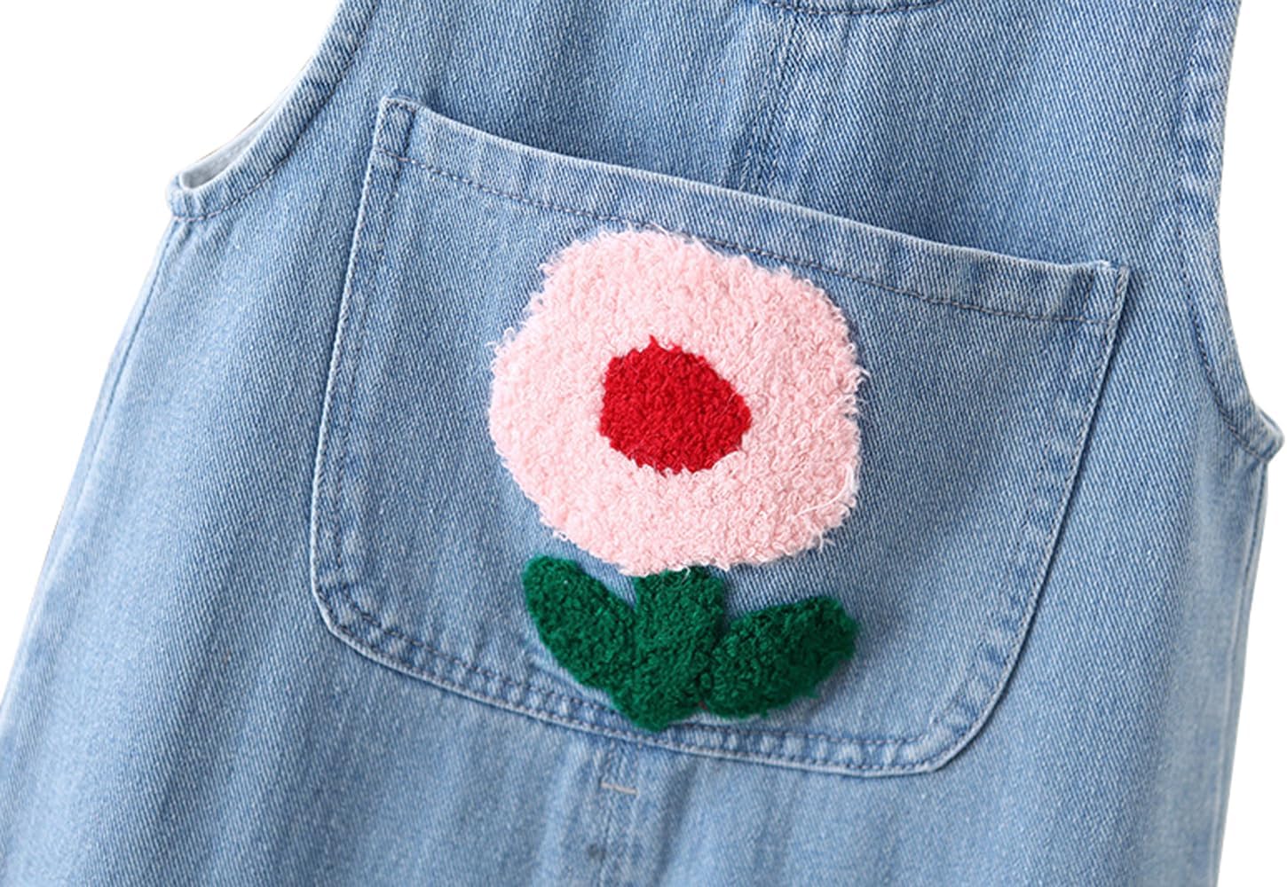 DINGDONG'S CLOSET Baby Toddler Kid Girl Denim Flower Pocket Overalls Suspenders