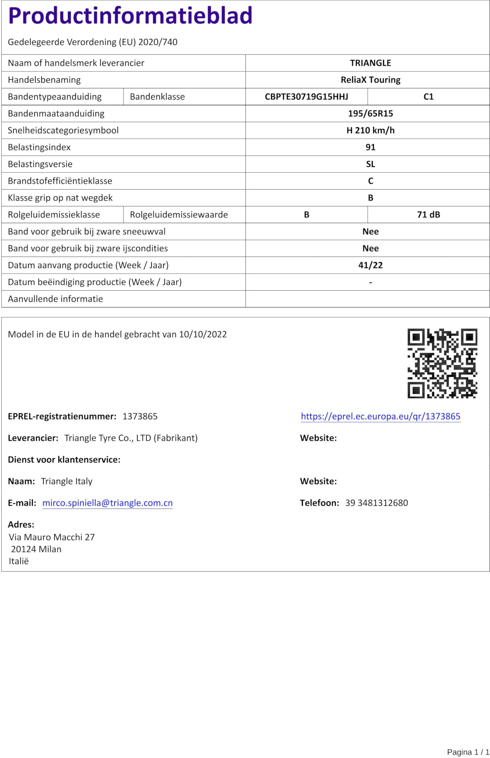 Triangle 195/65 R15 91H Sommerreifen M+S Reifen