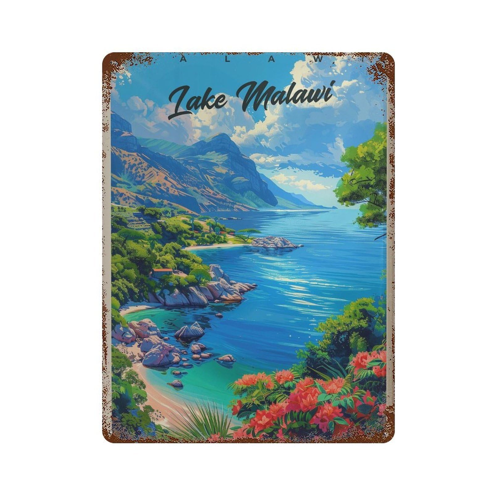 xiaoxiaoshen Lake Malawi Travel Africa Wall Decor Art Metal Tin Poster Modern Home Decor Art Home Bar Shop Decorations Vintage Sign 40x30cm