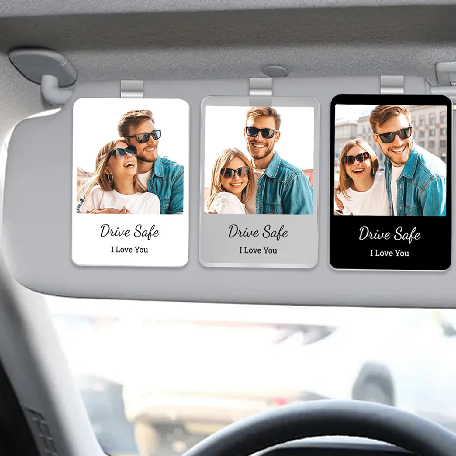 Personalized Car Visor Photo Clip Custom Car Picture Holder Car Visor Accessories Car Decor Drive Safe Acrylic Photo Frame Gift (1-Photo)