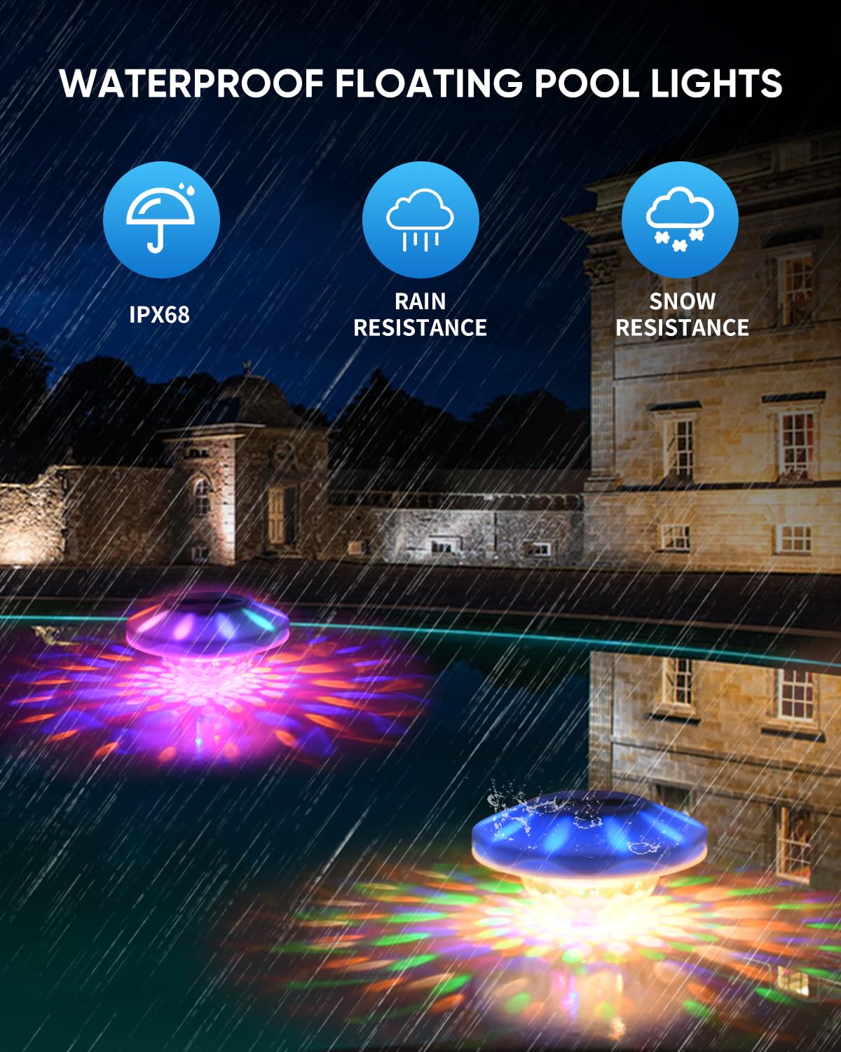 Luces Flotantes Para Piscina, Pack De 4, RGB Con Mando A Distancia, Resistentes Al Agua IP68 - Decoración Para Fiestas