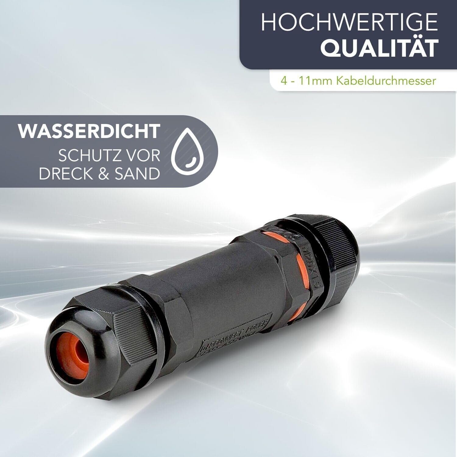 10x Kabelverbinder, IP68 wasserdicht, 3-polig, geeignet für Kabel mit Außendurchmesser 6,5-12mm, 10 Stück