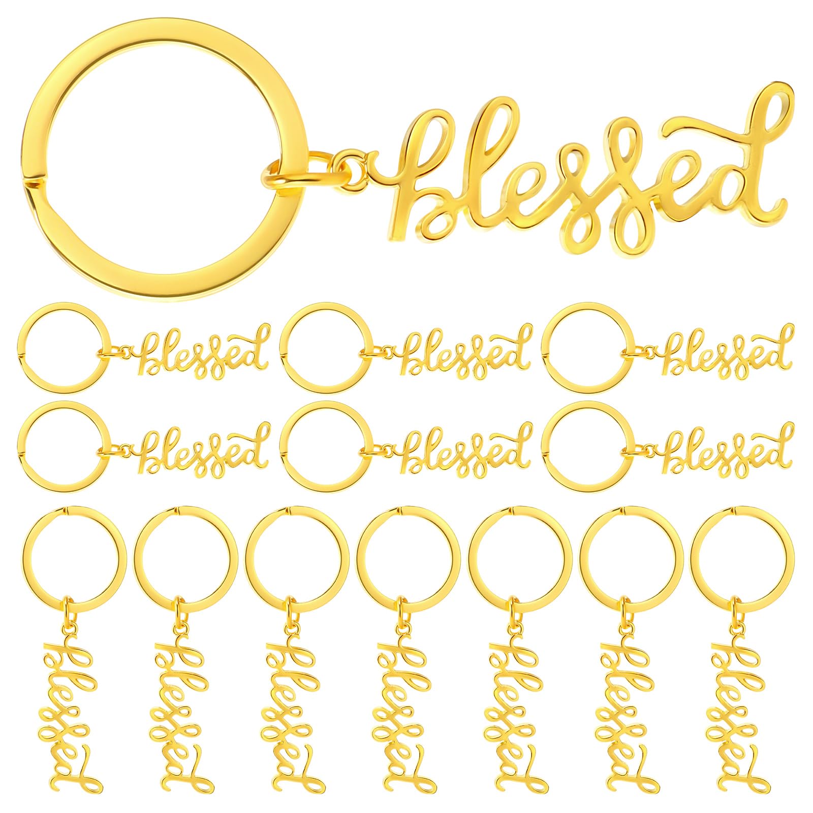 Spakon 50 Pcs Blessed Keychains Bulk Gold Valentines Christian Keychains Religious Party Favors for Women Men Easter Church Gifts