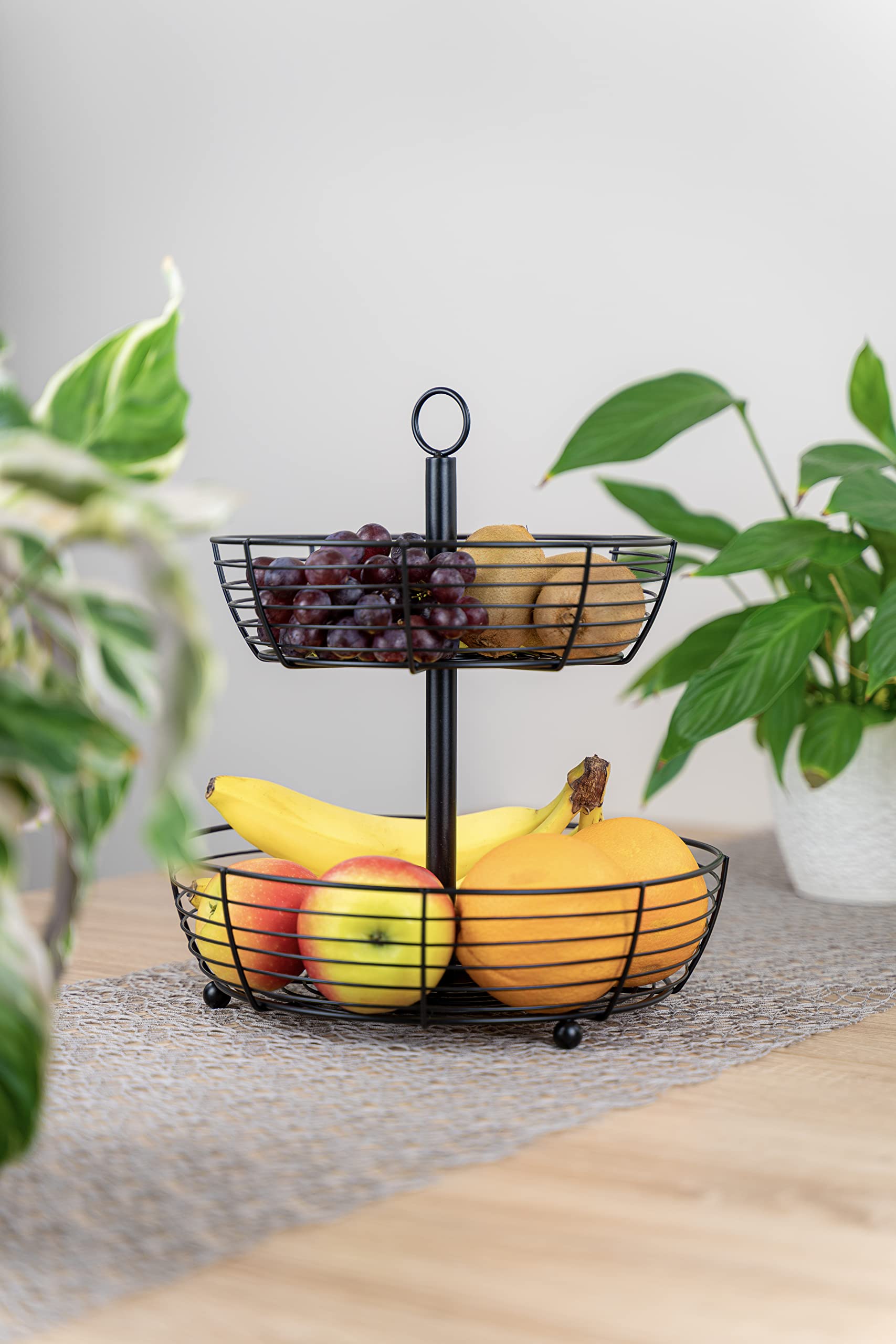 Etagere - 2 stöckig - große Obsttellern - Präsentation von Obst - stilvoller Obstkorb - Obstschale - H=33 cm - D= 29 cm