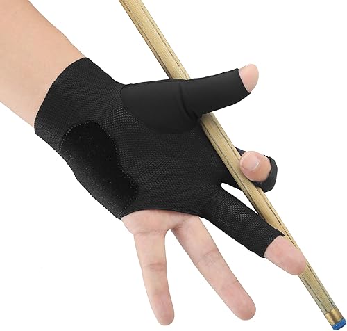 Miniatura 4 de Guantes de billar transpirables para la mano izquierda, cómodos guantes de piscina de 3 dedos de secado rápido para billar, billar, carom, piscina,