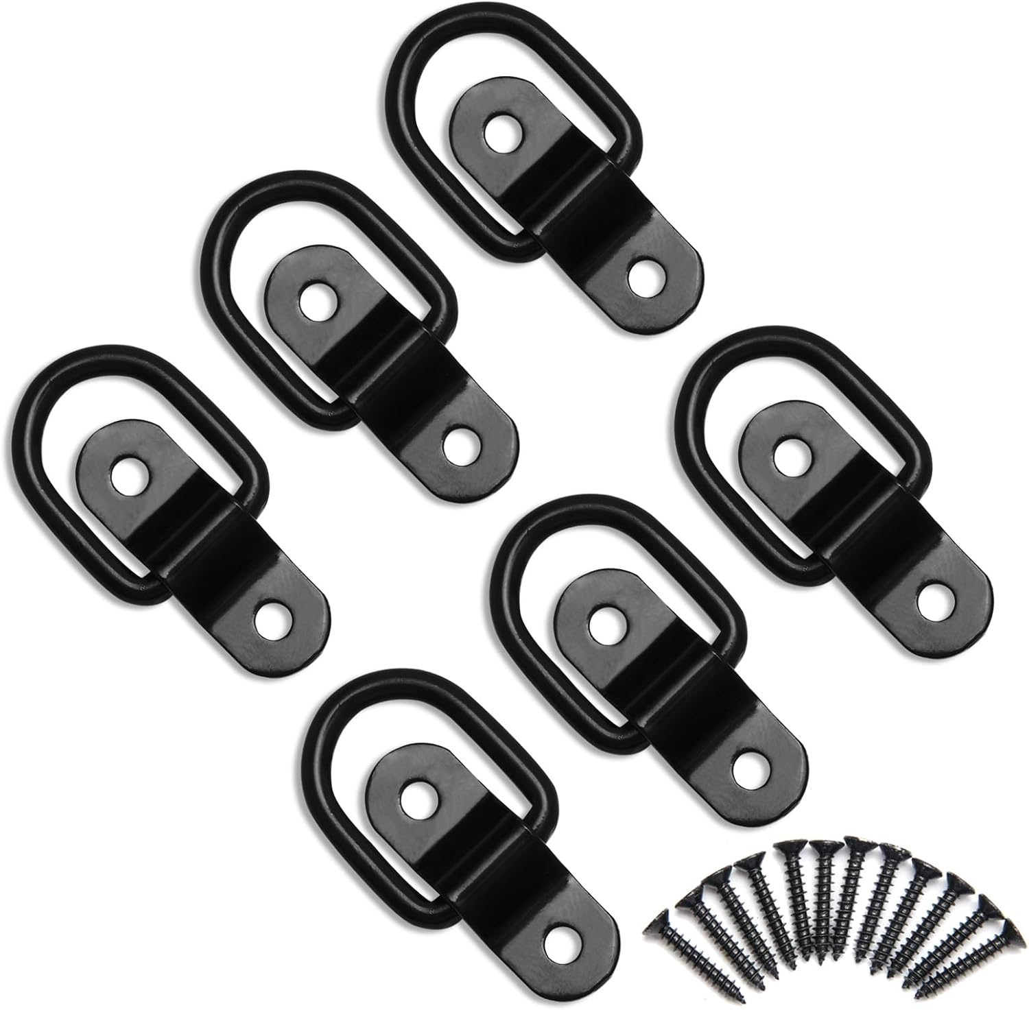 6 PCS D Ring Tie Down Anchor, D Rings Heavy with Duty, 3-rd Generation Trailer Tie Down Anchors, 2400Lbs Breaking Strength, 1/4" Hooks for Trucks, Trailers, Motorcycles, Cargos by Htaepxu