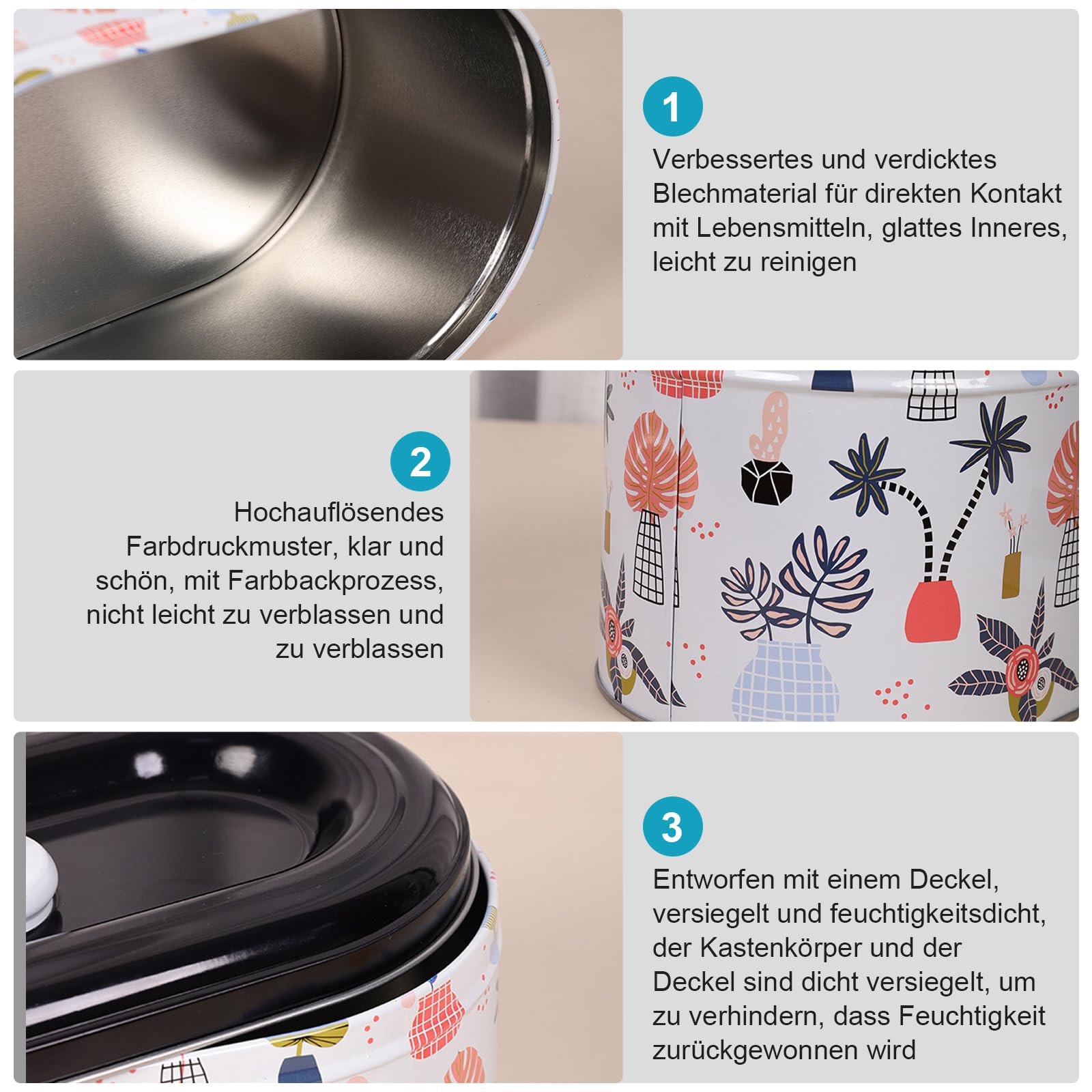 Blikken doos met deksel, 2 stuks kerstkoekjesdoos, koekjesdoos, Europese metalen blikjes, container voor snoep, blikjes, theepot, voorraaddoos, kerstdoos, geschenkdoos, voedselcontainer (C