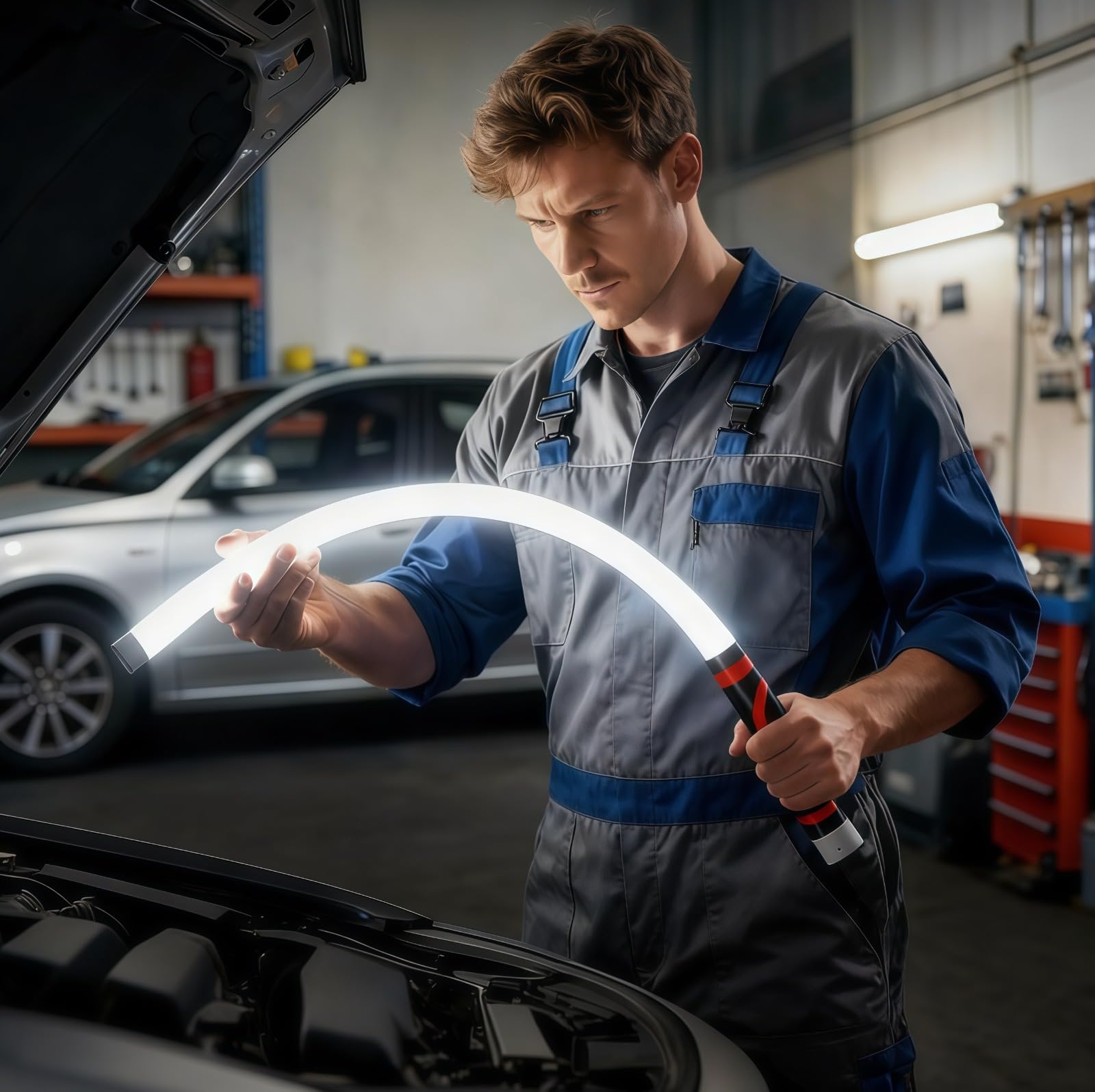 Lampe torche LED flexible, 3 modes de luminosité, lampe d'inspection mécanique pliable avec, outil d'éclairage automobile portable, pour véhicules tout-terrain, moteurs SUV et zones difficiles