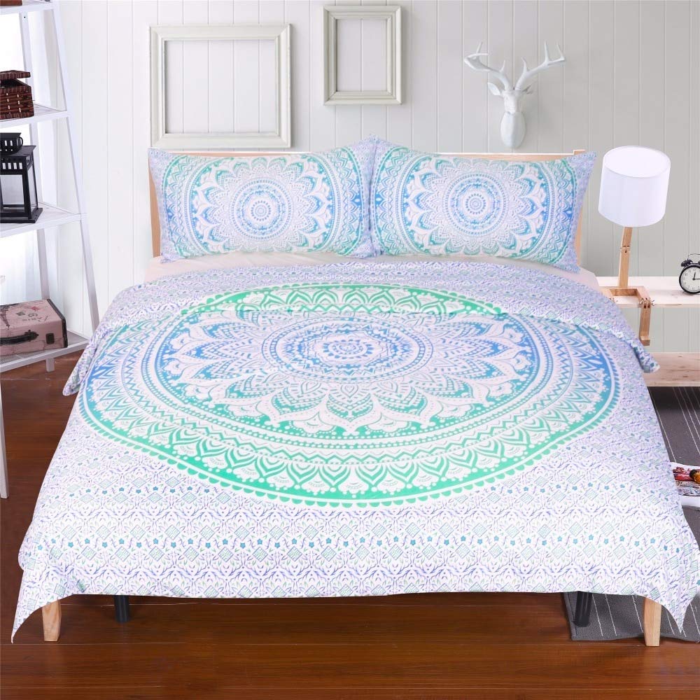 Housse de couette à impression 3D parure de lit double 180 x 210 cm avec taies AB09