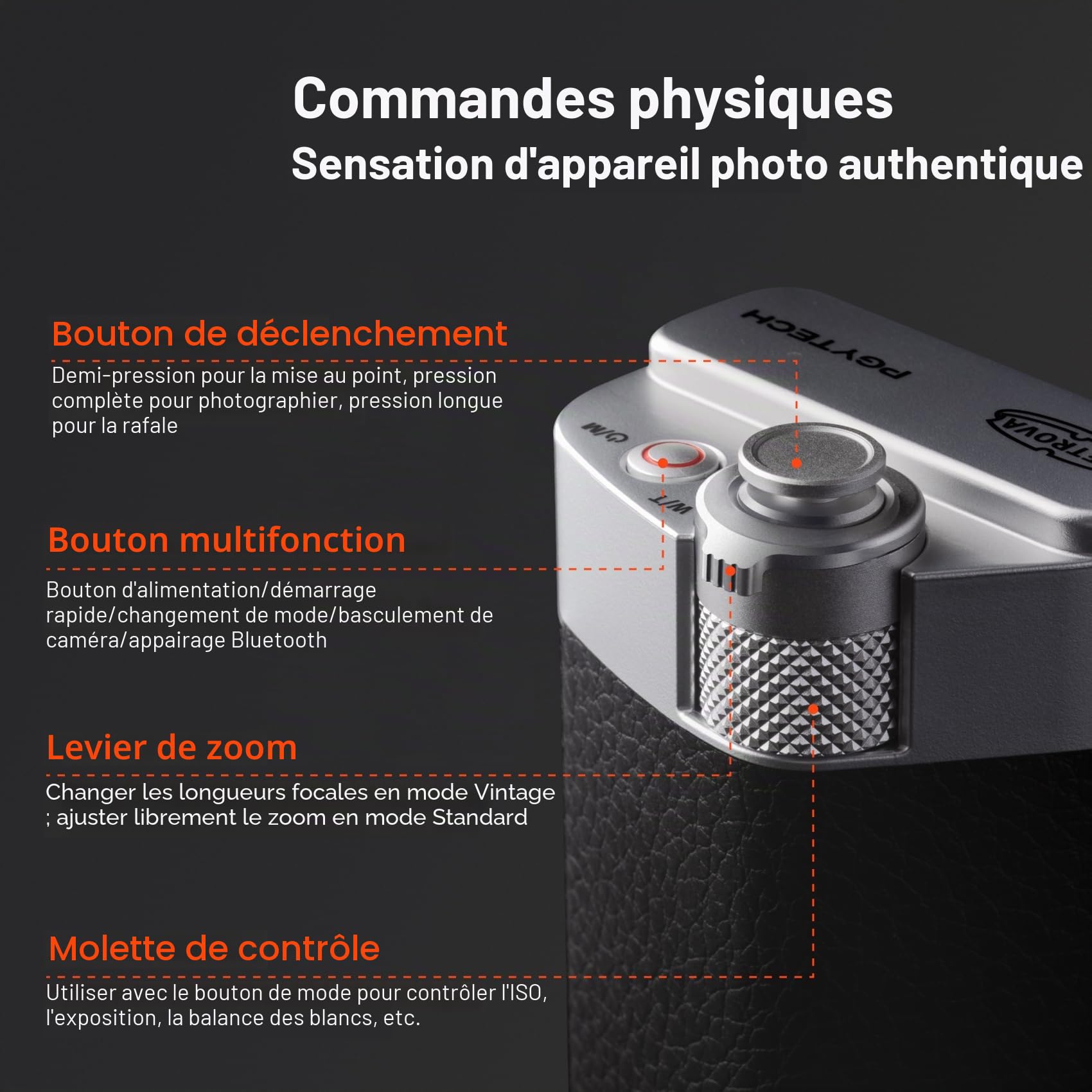 PGYTECH RetroVa Coffret Tout-en-Un iPhone 17 Pro Max, avec Téléobjectif 2.35x, Coque Vintage, Poignée Bluetooth pour Smartphone,Slot MicroSD, Filetage 1/4"-20, Support de Trépied & Dragonne