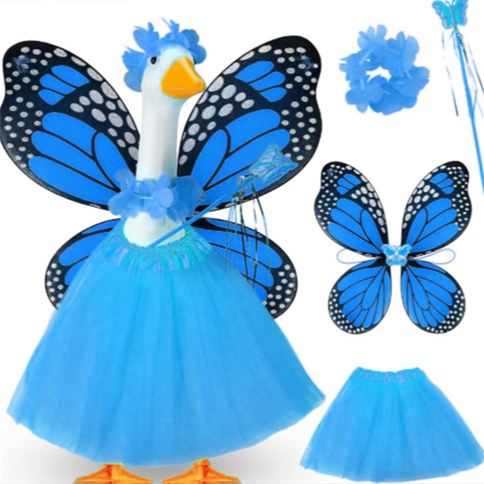 Shurhome Doorway Geese Dress with Butterfly Wing Festival Decoration Porch Geese Outfit Ideal for Themed Parties and Event Celebratory Home Deck