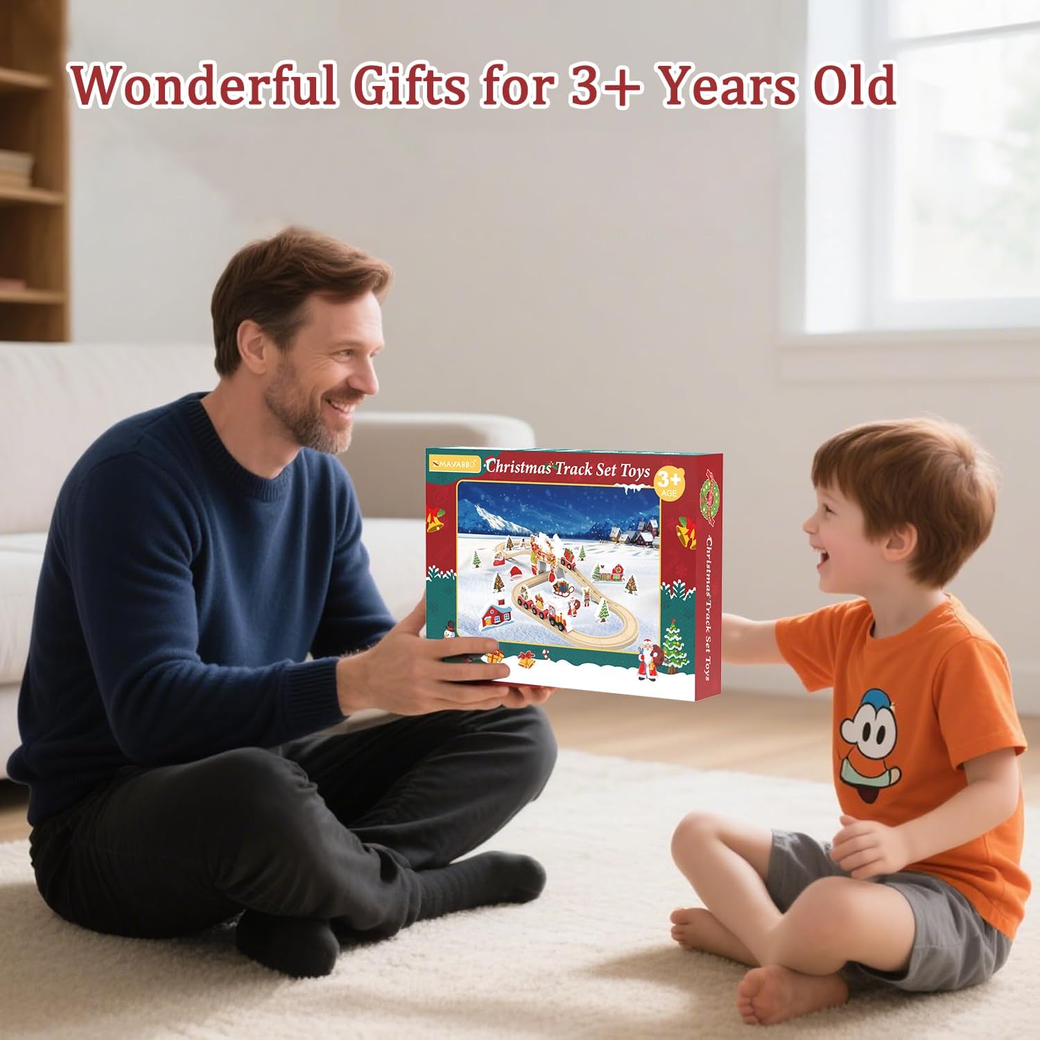 Wooden Train Set, Train Track for Toddlers 3-5, Wooden Tracks Kids Girls Boys Toys, 42Pcs Trains Toy Set for 3 4 5 6 Year Old Compatible with Thomas, Brio - Image 7