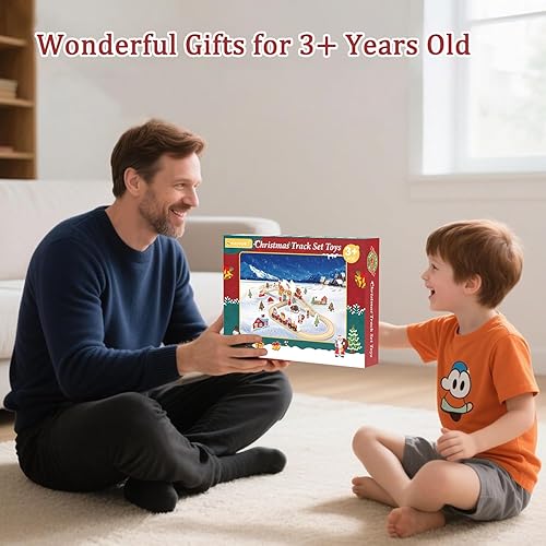 Miniatura 7 de Juego de tren de madera para niños pequeños, 42 piezas de juguete de tren de madera para niños y niñas de 3, 4 y 5 años, juego de tren de Navidad