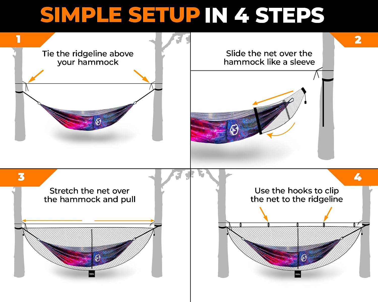 Foxelli XL Hammock Net – 12ft Net for Hammocks, Lightweight Portable Hammock Netting, Fast and Easy Set Up, Fits All Camping Hammocks