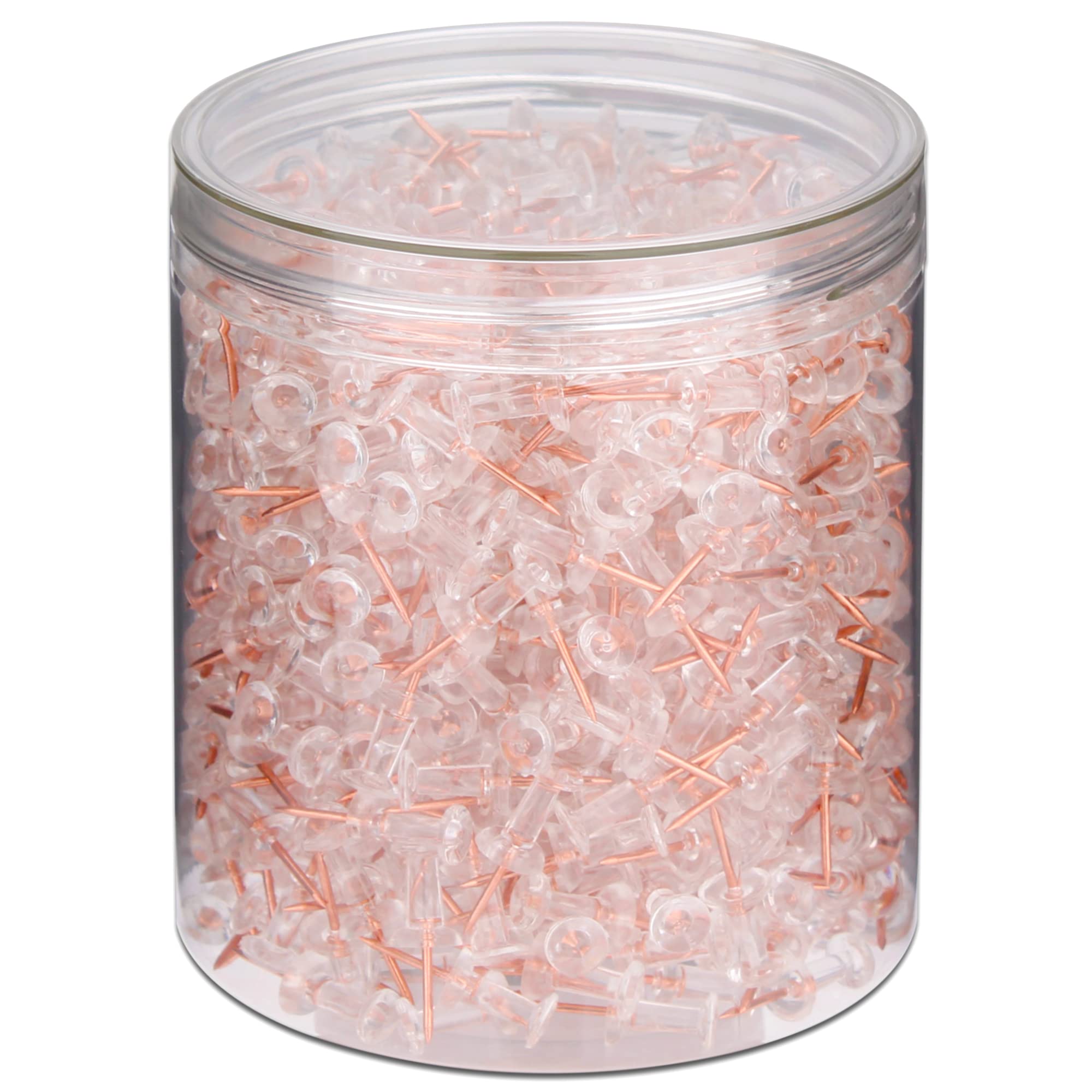 Okvgo Rose Gold Push Pins 600 Count With Plastic Heads And Steel Points Thumb Tacks For Map Cork Notice Board Transparent