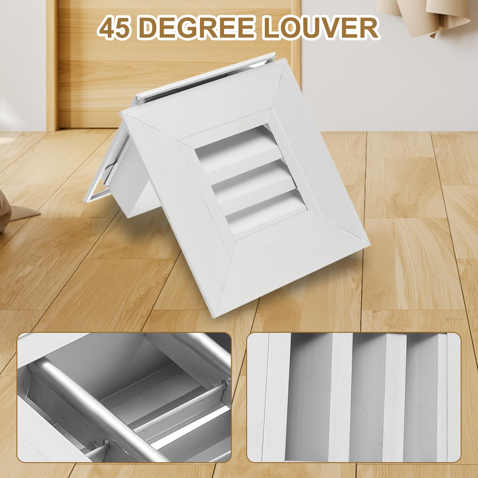PATIKIL Door Air Vent Cover, 4" x 4", Aluminum Grille Ventilation Cover Louvered for Cabinet Wardrobe Door Silver Tone - Image 3