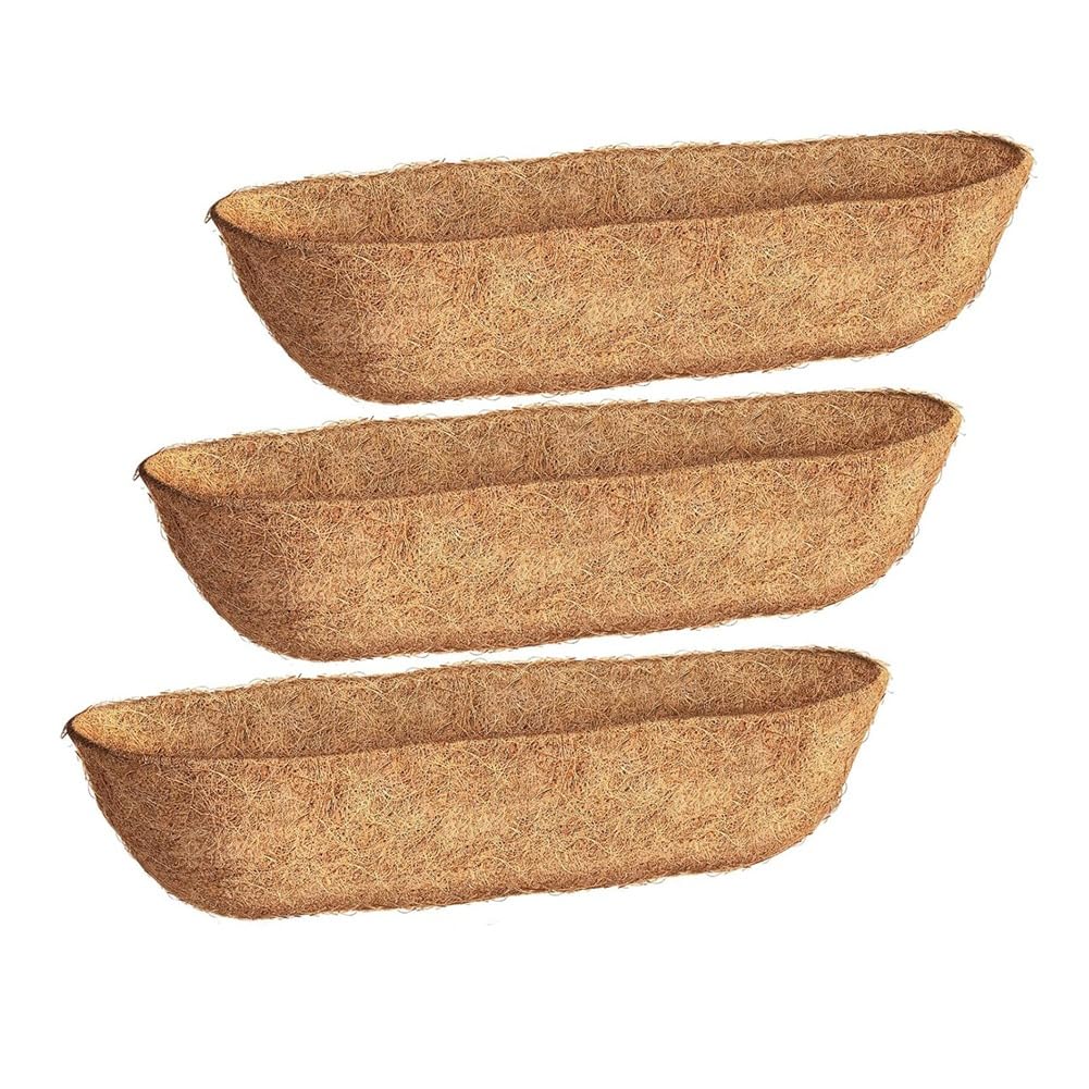CTRLZS 36 Inch 3 Pack Trough Liners, Coconut Coir Fiber for Wall Basket, Window Box Liners, Garden Planter Baskets