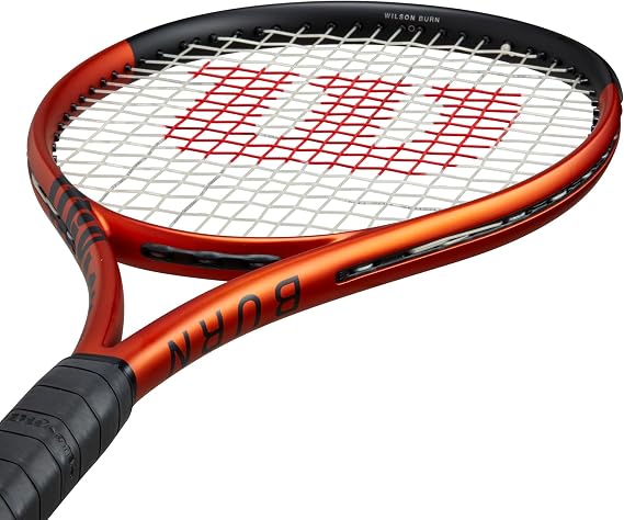 Wilson Burn 100 V5 Performance Tennis Racket - Strung with Sensation, Grip Size 1-4 1/8, 2-4 1/4, 3-4 3/8, 4-4 1/2