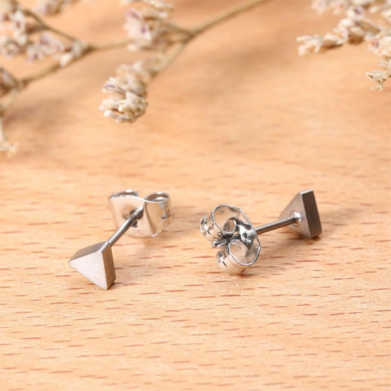 Pure Titanium Geometric Triangle Stud Earrings Brushed Finished Nickel Free Hypoallergenic Party Daily Jewelry - Image 6