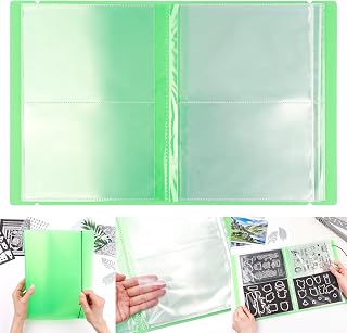 Briartw Large Sticker & Photo Storage Album with 80 Pockets,PP Material, Clear Inner Pockets for Postcards, Stamps, Cutting Dies,Sticker,Paper Organization (Green)