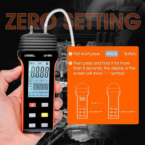Miniatura 6 de Manómetro LC-189A, medidor digital de presión de aire, medidor de presión diferencial, medidor de presión de gas HVAC con registro de datos de
