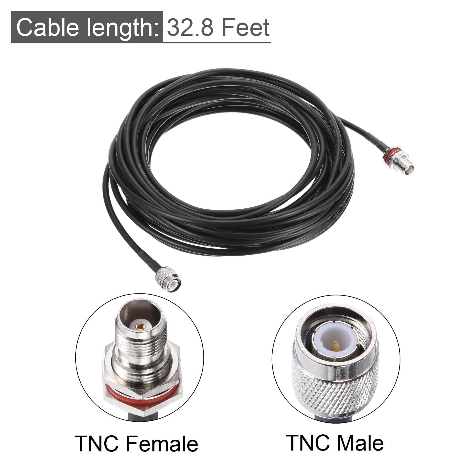 Câble Coaxial RG58 TNC Mâle Vers TNC Mâle - 2x 3 Pieds (0,9m), Faible Perte, Blindage Double - Pour Radio, Antennes
