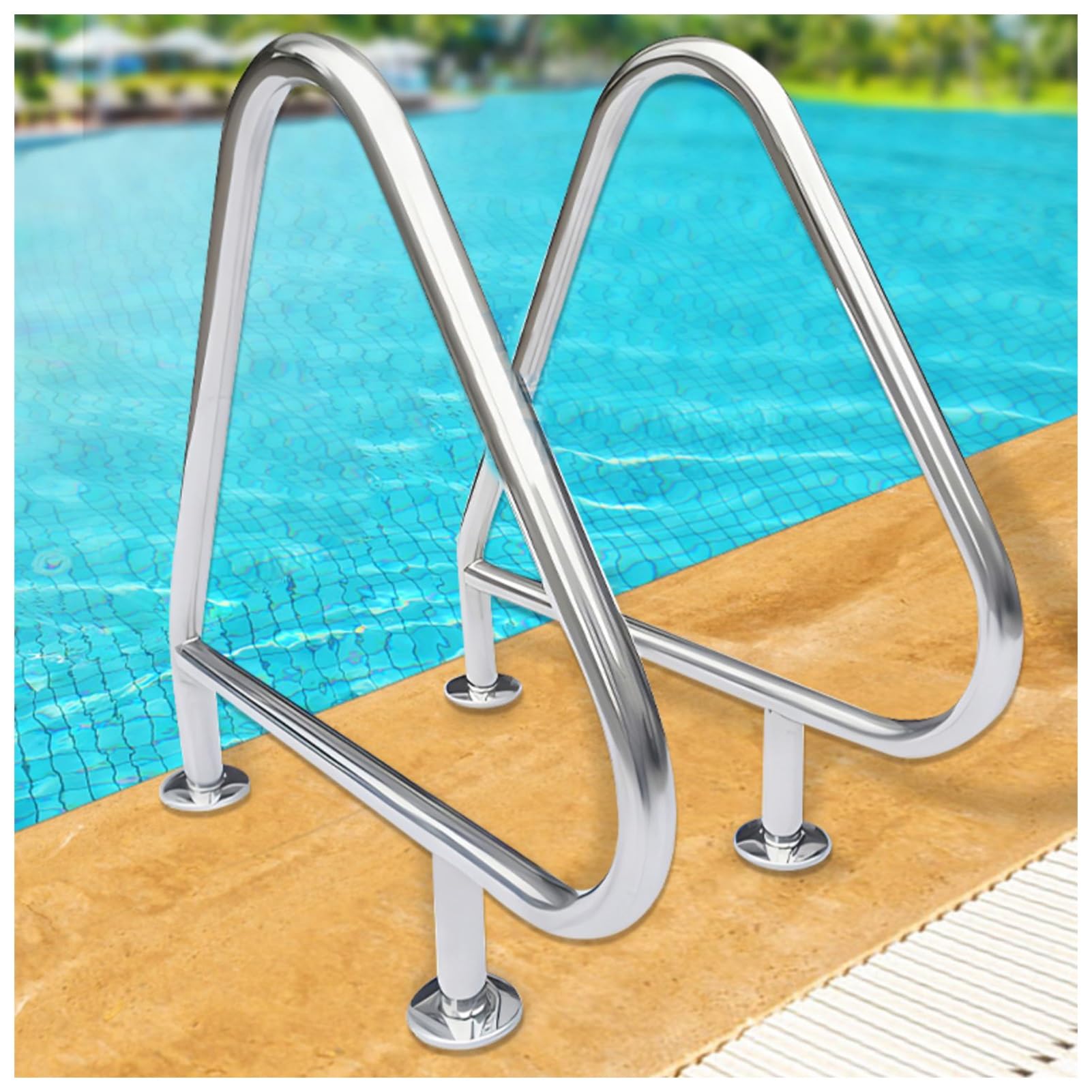 Pool Rail Pool Railing,Swimming Pool Handrail Railing,Humanized Swimming Pool Handrail,250 LBS Load Capacity,for Indoor Outdoor Pool Water Park