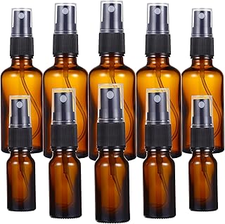Baluue 10pcs Glass Spray Bottle, Amber Spray Bottle for Essential Oils, Empty Fine Mist Spray Bottle Empty Refillable Spra...