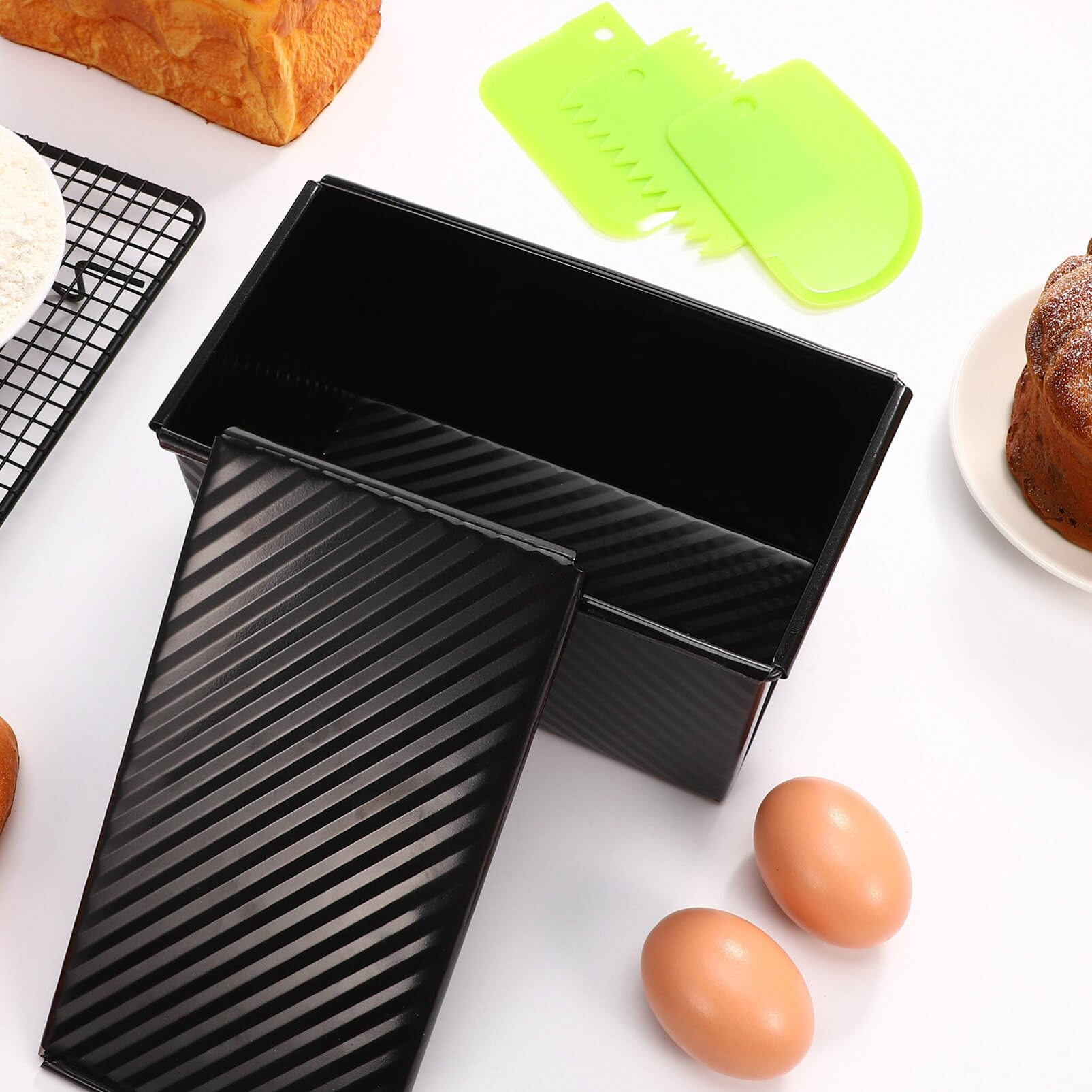 Luxshiny Brotbackform Mit Deckel Rechteckige Antihaft-toastbrotform Für Backen Und Aufbewahrung Inklusive Teigschaber Lebensmittelechtes Material Für Toast Und Brot