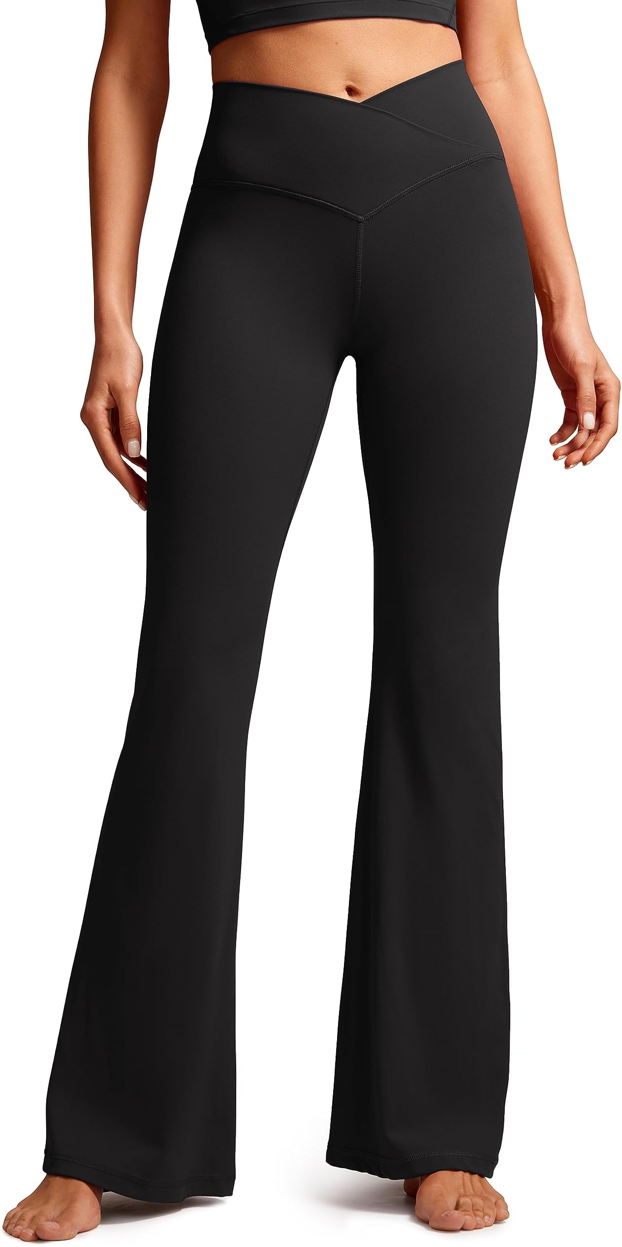 Butterluxe Crossover Flare Leggings for Women 31" - High Waist V Cross Bootcut Bell Bottoms Tummy Control Yoga Pants