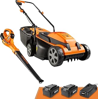 LawnMaster 24VMWBL 24V Max 13-inch Cordless Lawn Mower and Cordless Leaf Blower Combo with 2x4.0Ah Batteries and Charger