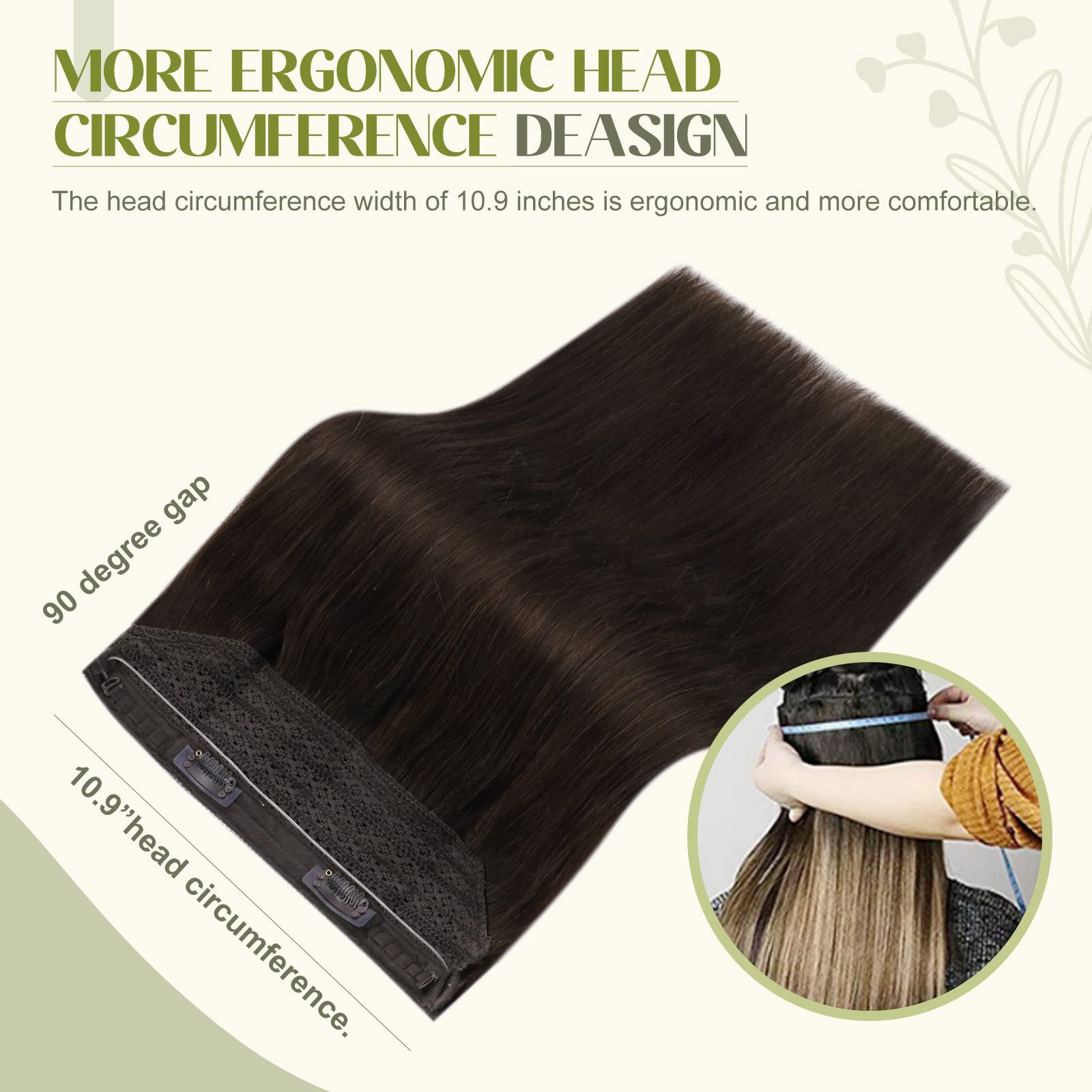 Fshine Extension con Filo Invisibile 35CM 70g Capelli Extension Castano Scuro Colore 2 Capelli Veri Brasiliani Lisci Extension Hair Invisible Filo Capelli Extension Wire Hair Extension
